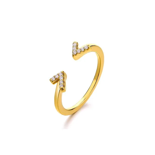 EMOJI WINKY EYES GOLD PLATED SILVER RING