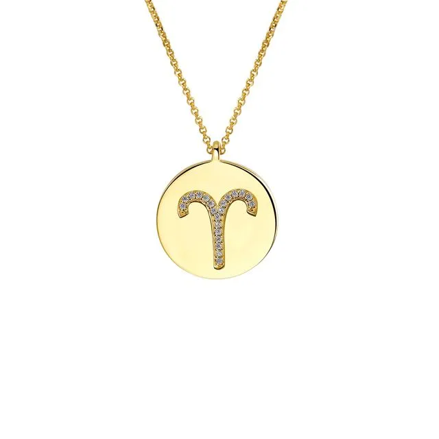 GOLD PLATED SILVER ZODIAC NECKLACE - ARIES