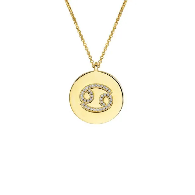 GOLD PLATED SILVER ZODIAC NECKLACE - CANCER