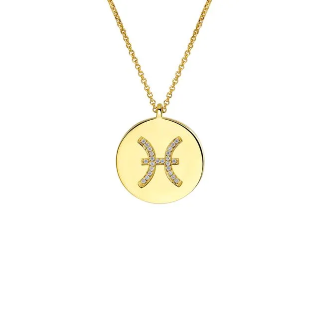 GOLD PLATED SILVER ZODIAC NECKLACE - PISCES