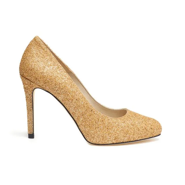 Carmen Classic High Heel Court Shoe - Gold glitter