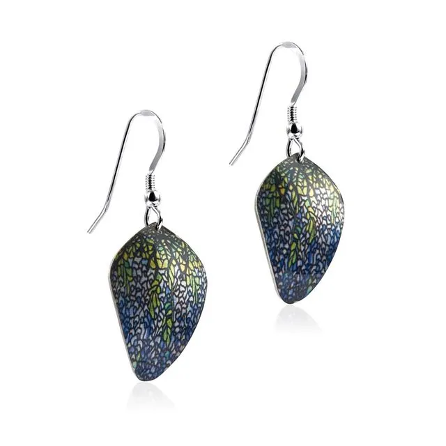 "Stained Glass" Leaves Earrings (Aluminium)