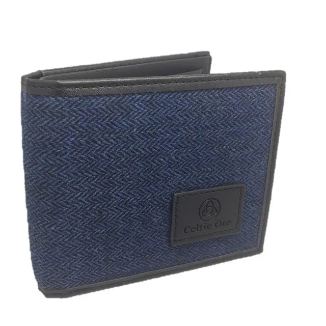 Men's Blue Herringbone Tweed Wallet