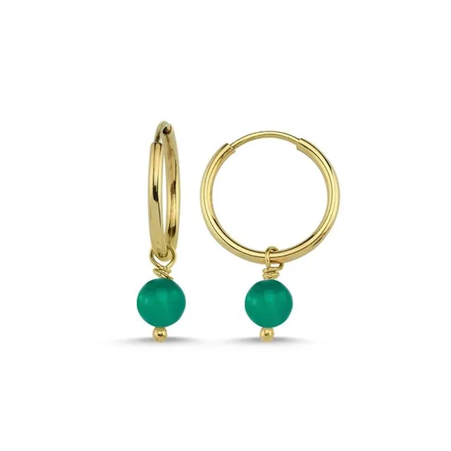 Iconic green agate hoops 14ct gold