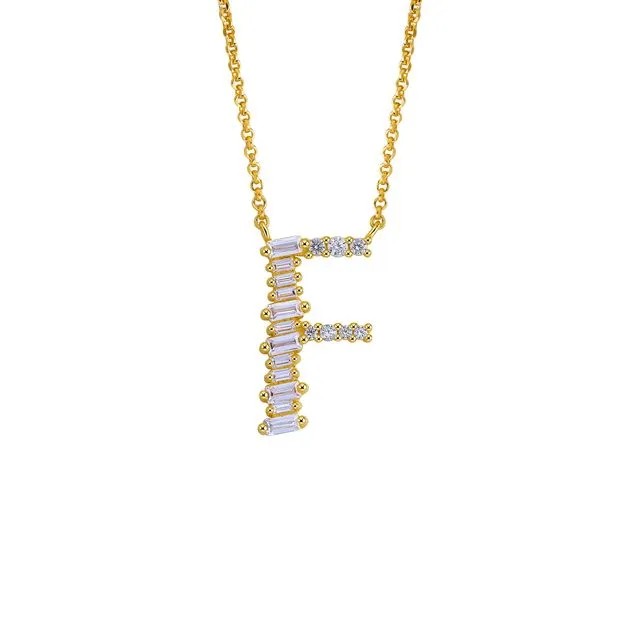 GOLD PLATED STERLING SILVER INITIAL NECKLACE - LETTER F