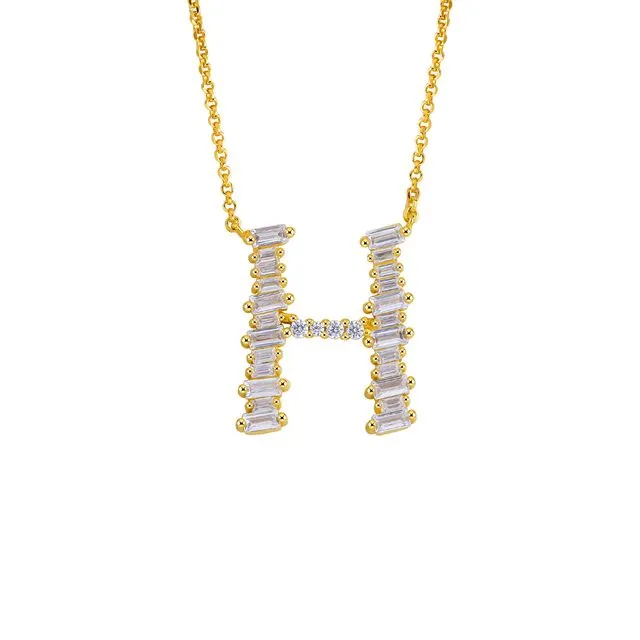 GOLD PLATED STERLING SILVER INITIAL NECKLACE - LETTER H