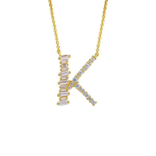 GOLD PLATED STERLING SILVER INITIAL NECKLACE - LETTER K