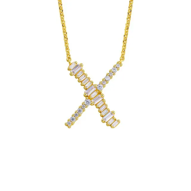 GOLD PLATED STERLING SILVER INITIAL NECKLACE - LETTER X