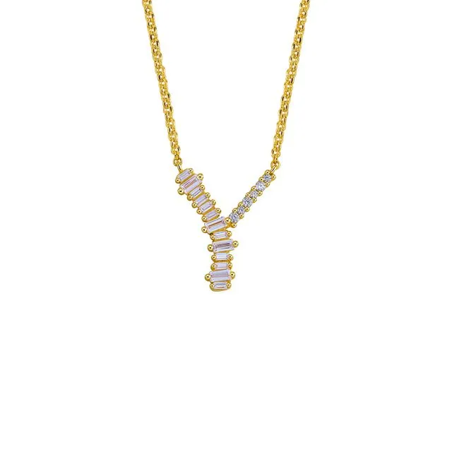 GOLD PLATED STERLING SILVER INITIAL NECKLACE - LETTER Y