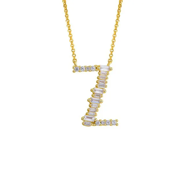 GOLD PLATED STERLING SILVER INITIAL NECKLACE - LETTER Z