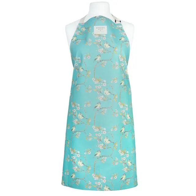 Blue Tit on Blossom Ditsy Print Apron (Turquoise)