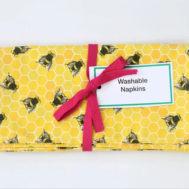 Reusable Cotton Napkins- Gold Honeycomb