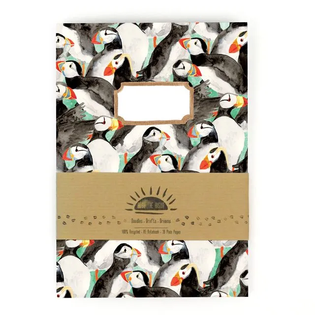 Improbability of Puffins Print A5 Notebook