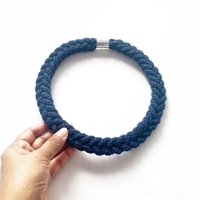 The Rachel Necklace in navy - Single colour choker necklace