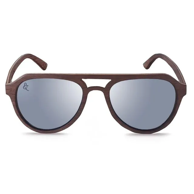 Tahiti 2 Polarized Wood Sunglasses - Silver Mirror
