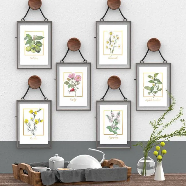Tea Lover's Collection - Watercolour Wall Art Set with Gold Foil Accents Art Prints