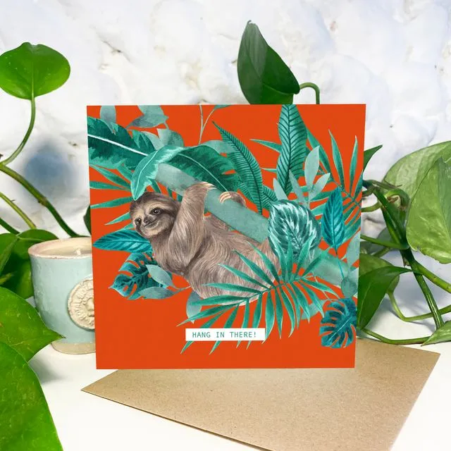 'Hang in there!' Sloth Greeting Card
