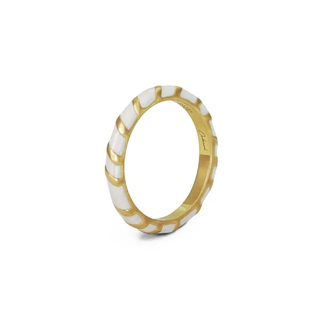 Aimée ring in vermeil and white lacquer
