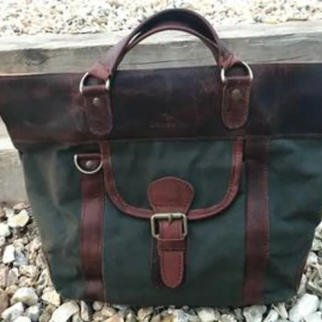 Melton – Unique Canvas and Vintage Leather Satchel / Shoulder Bag - Green