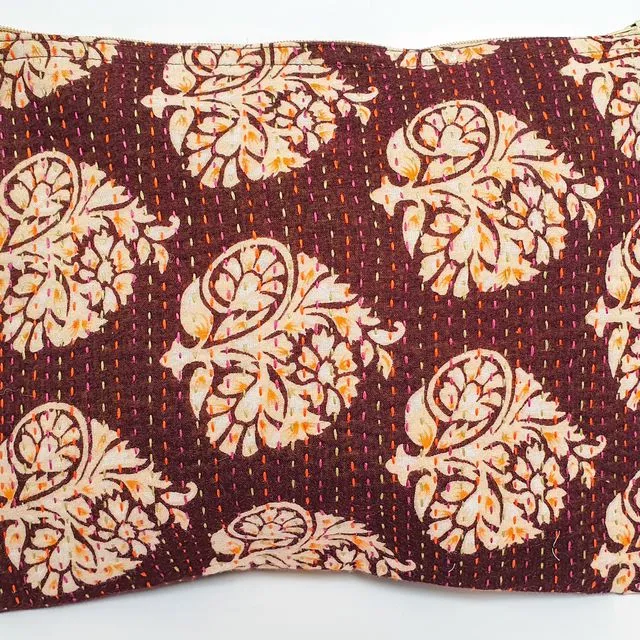 Handmade vintage sari pouch, upcycled sari fabric, ethically handmade in Bangladesh (mixed colours, patterns)