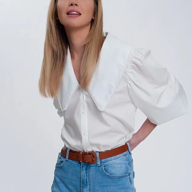 Oversized collared shirt in white
