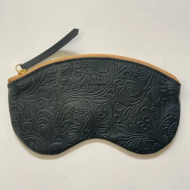 Black Cordoba Leather Glasses Case