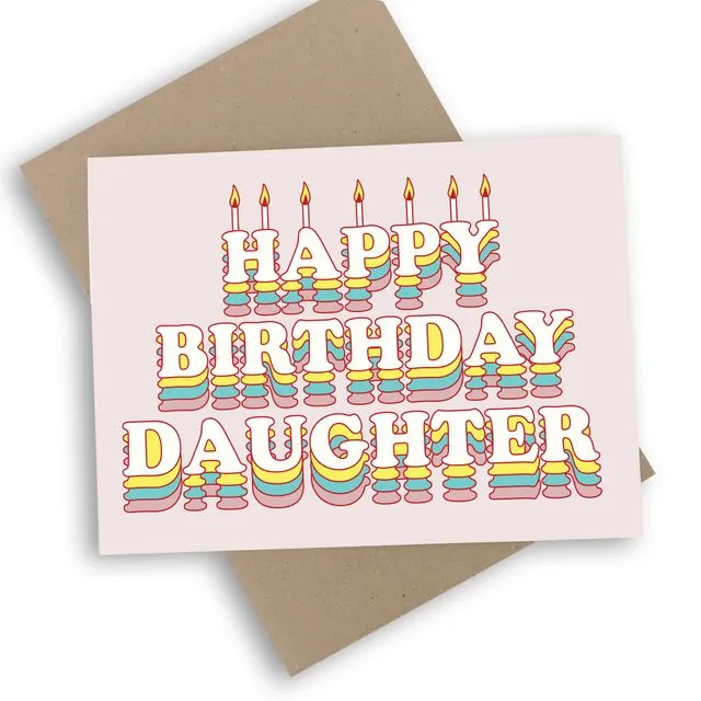Happy Birthday Daughter Pink Layer Cake Card