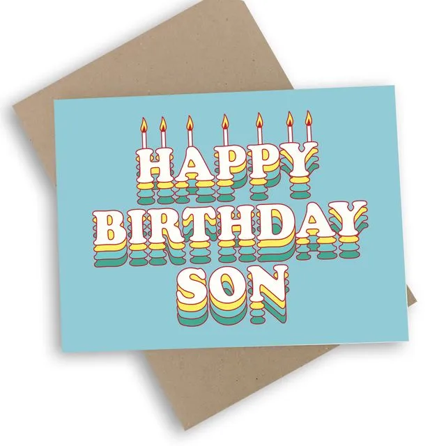 Happy Birthday Son Blue Layer Cake Card