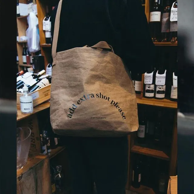 Cross bag, Washable paper bag - Brown, Vegan Leather, Paper bag