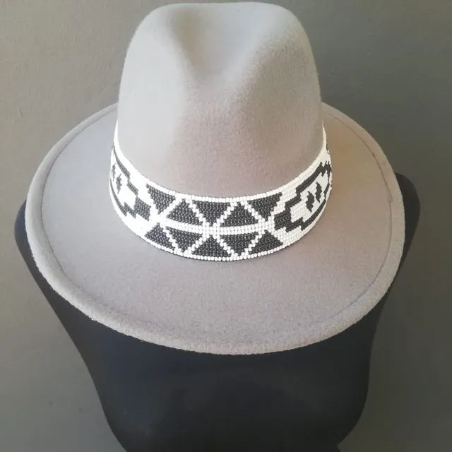 Zulu Beaded Fedora Hat - Grey