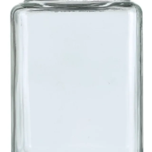 Square Glass Storage Jar with Round Airtight Metal Lid - 1.5 Litre ( Pack of 6)