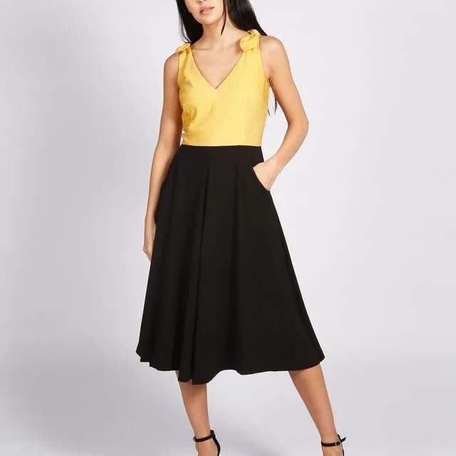 Bonbon Dress Black-Yellow