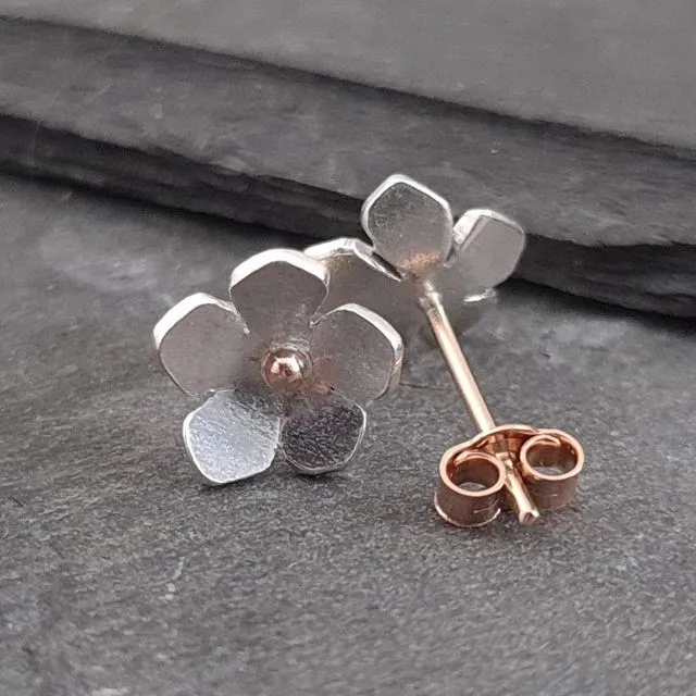 Little Blossom Studs, Sterling Silver & with 9ct Gold