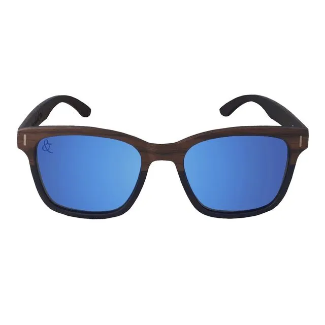 Mangareva Polarized Wood Sunglasses - Blue Mirror