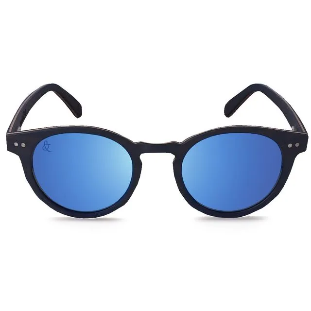 Manihi Polarized Wood Sunglasses - Blue Mirror
