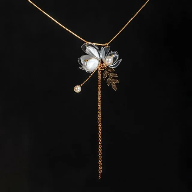 Jasmine Triple-Flower Drop Necklace