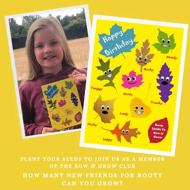 Greeting card with a gift of seeds - Rooty & Friends Card