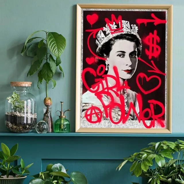 Girl Power Queen Elizabeth Spraypaint Print