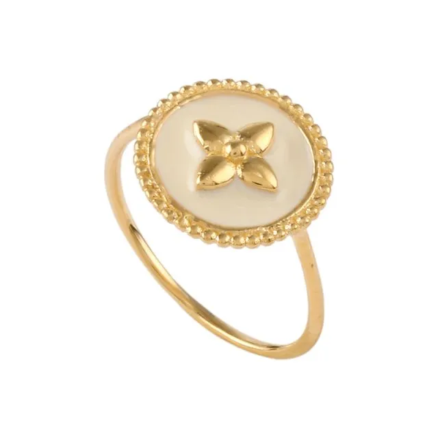 Croisette ring in white lacquered vermeil