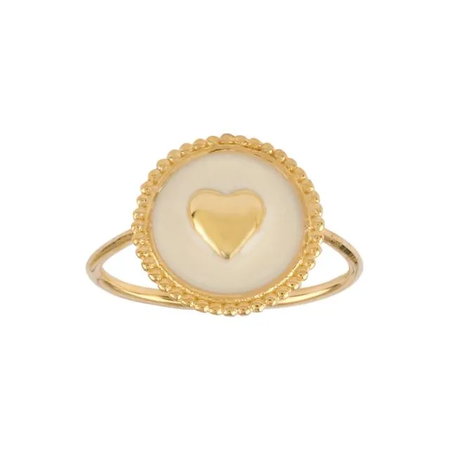 L'As de Coeur ring in white lacquered vermeil