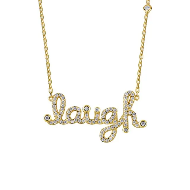 GOLD PLATED SILVER LAUGH SIGN ADJUSTABLE NECKLACE