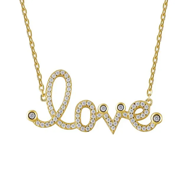 GOLD PLATED SILVER LOVE SIGN ADJUSTABLE NECKLACE