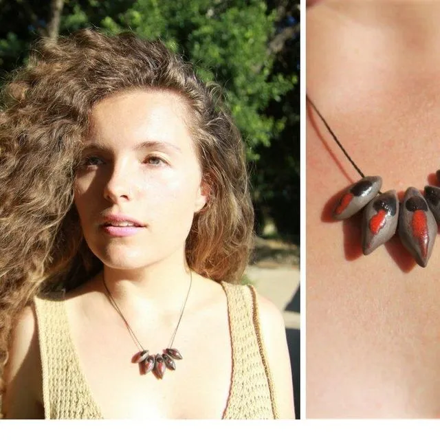 Black and red porcelain beaded necklace