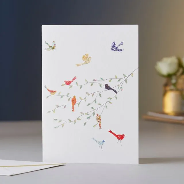 Birds on a Branch Blank Greeting Card