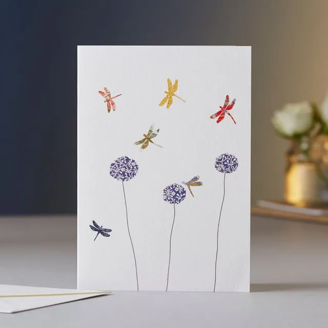Dragonflies & Aliums Greeting Card