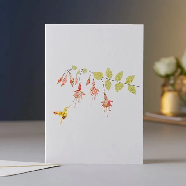 Fucshia & Hummingbird Greeting Card