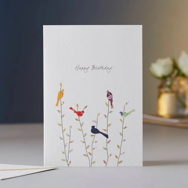Spring Birds Birthday Card