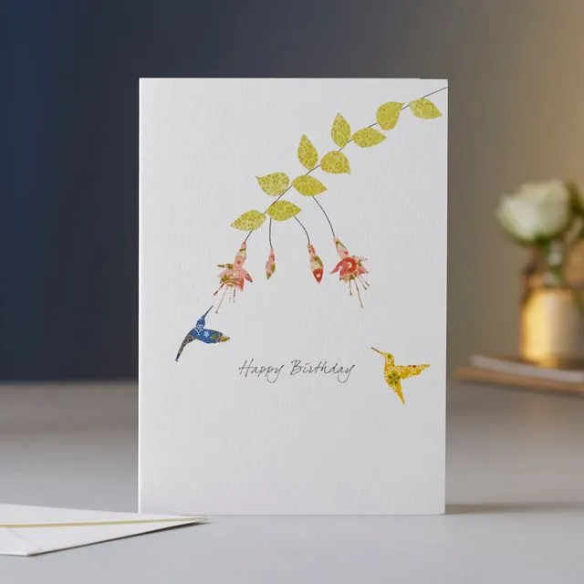 Two Hummingbirds Birthday Card
