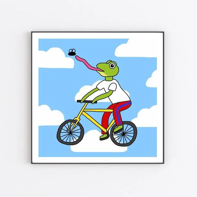 Froggo on a bike print - Pack of 3