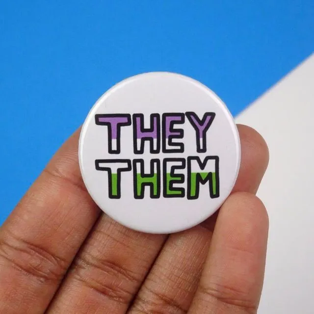 Gender queer they/them pronouns button badge - Pack of 5